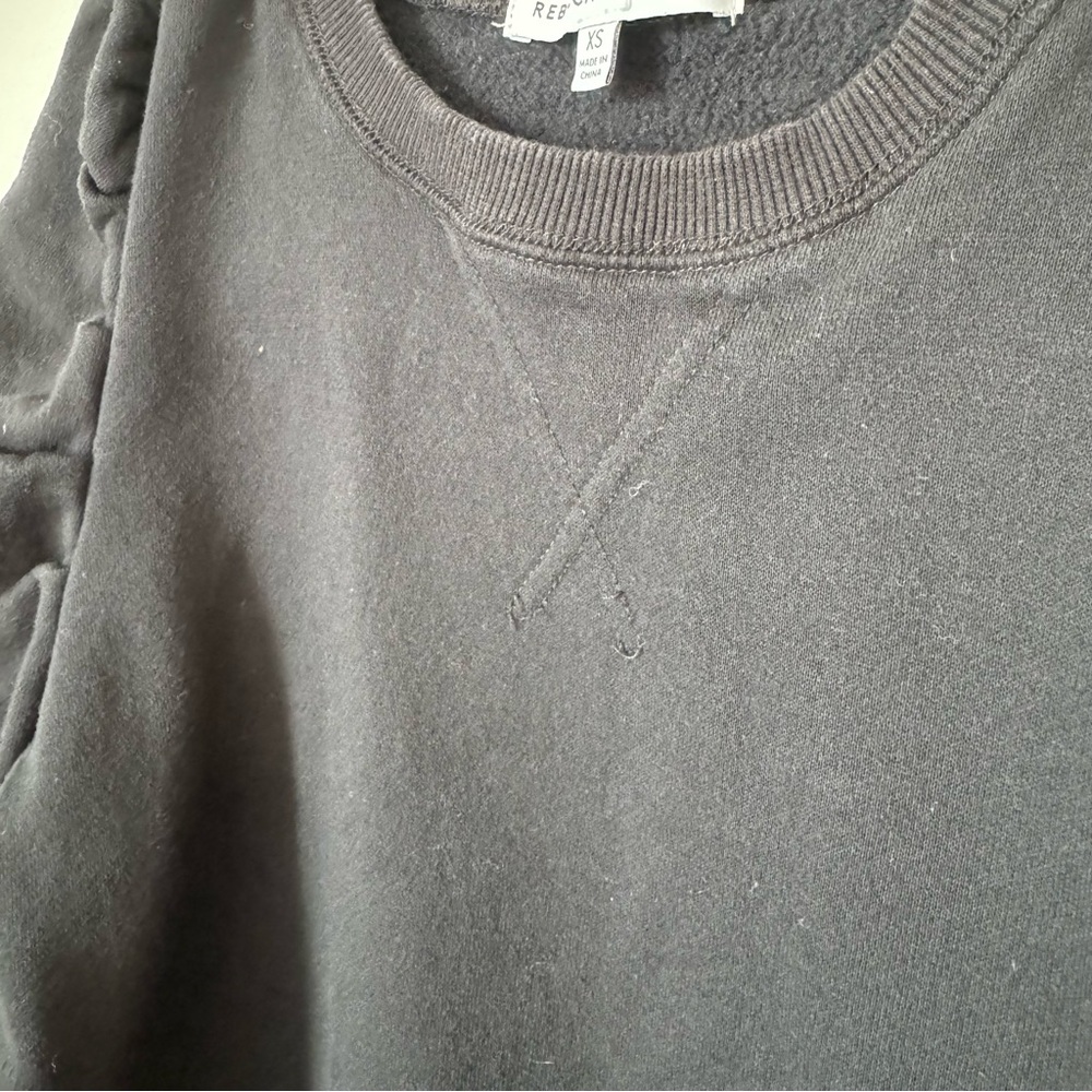 Rebecca Minkoff Black Janine Sweatshirt Size XS Crew Neck Ruffle Feminine Fall - Picture 6 of 16